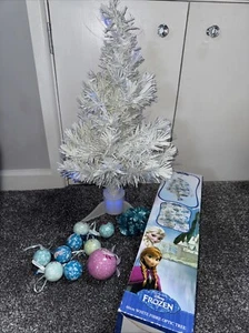 Disney Frozen 2FT White Fibre Optic Christmas Tree With Elsa & Anna Tree Baubles - Picture 1 of 10