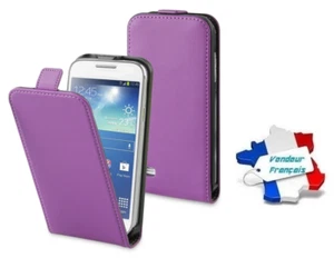Custodia Elegante In Eco Pelle Viola Per Samsung GT Galaxy S4 Mini ... - Foto 1 di 24