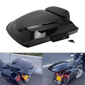 Black Razor Trunk w/ Backrest Fit For Harley Touring 2014-2025 - Picture 1 of 7