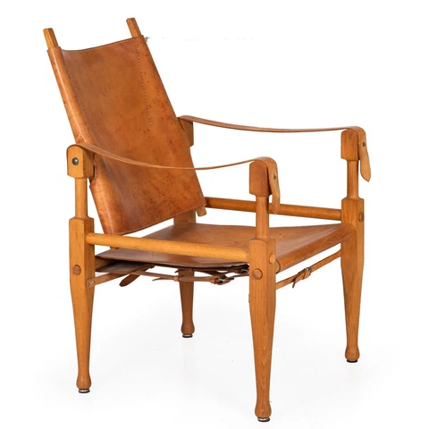 Authentic Leather and Oak “Safari” Arm Chair by Wilhelm Kienzle circa 1950 Cover