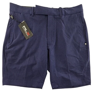 Pantalones Cortos de Golf RLX Ralph Lauren Clásicos Estampado de Lunares Azules Elastizados Repelentes al Agua $115 Foto 1 de 4