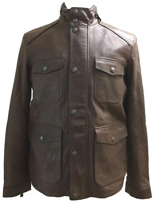 Coach 83739 Men's Harrison Leather Jacket Medium Brown Zip Insulated Coat w Hood - Image 1 of 4