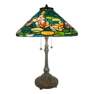 Dale Tiffany 2-Light Metal & Art Glass Table Lamp in Fieldstone/Sky Blue - Picture 1 of 2