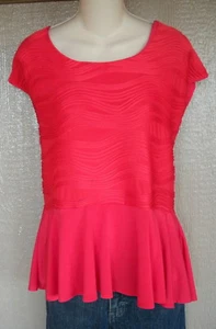 Blusa Camisa Top My Collection XL Naranja Ondulada Texturizada Plisados Volantes Carrera - Imagen 1 de 5