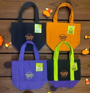 TRADER JOE'S (4er Set) HALLOWEEN Mini Canvas Beuteltasche Süßes oder Saures Beutel *NEU* - Bild 1 von 6