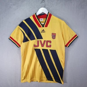Camisa de visitante vintage del Arsenal Adidas para hombre pequeña amarilla 1993-1994 Ian Wright 8 pies - Imagen 1 de 13