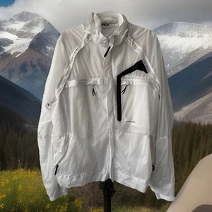 Fila Men’s Rigal Convertible Windbreaker Jacket XL White Sheer Lightweight - Picture 1 of 14