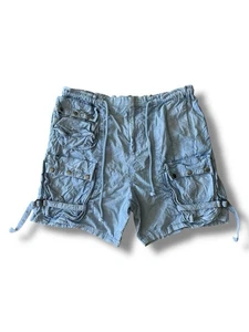 Pantalones Cortos Free People Moon Bay Paracaídas Talla Mediana Azul Claro Hebillas Carga - Imagen 1 de 16