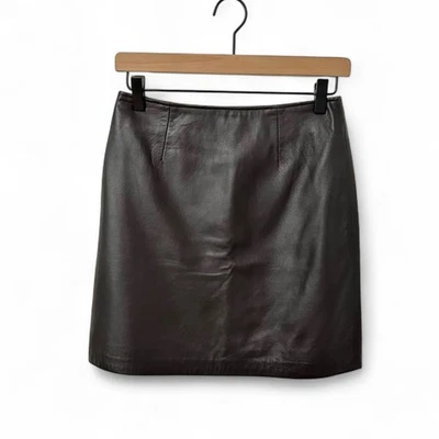 Weekend MaxMara Leather Skirt Brown Academia Fall Soft Girl Minimalist Preppy 6 - Image 1 of 4