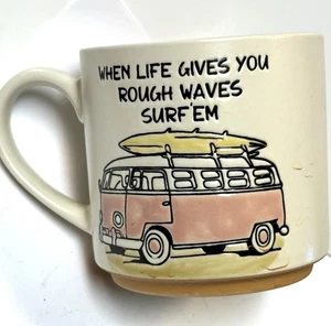 Taza de gres de cerámica When Life...surf 'em Coastal Caravan Spectrum Blue Sky 17 oz - Imagen 1 de 4
