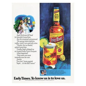 Early Times Bourbon Whisky Liquor The Pussycat Vintage Magazine Print Ad 1974 - Picture 1 of 1
