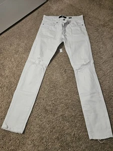 Jordan Craig Jeans Ross Men 32W 32L White Knee Ripped Distressed Goth NWOT - Picture 1 of 3