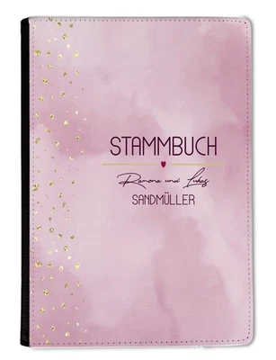 Stammbuch A5 personalisiert Familienstammbuch Leder Glitter Rosa - Bild 1 von 4
