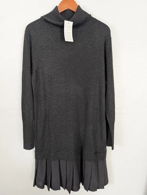 Nuevo con etiquetas Vestido Suéter Plisado Cuello Tortuga Chloe Gris Envolventes Suave Talla XLarge Foto 1 de 4
