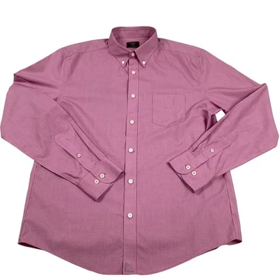 Camisa masculina UNTUCKit grande sem rugas slim fit botão para baixo algodão rosa - Imagem 1 de 4