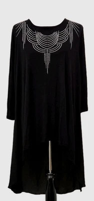 Nuevo con etiquetas Blusa Top Avenue Para Mujer Talla Grande 22/24 Negra Túnica Alta Baja Diseño Estrás  Foto 1 de 4