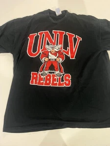 Vintage UNLV Rebels Large Logo Black XL Tee Shirt - Picture 1 of 6