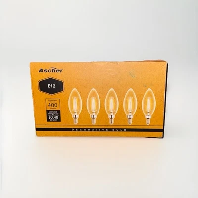 Ascher E12 LED Classic Candelabra Clear Light Bulbs, Equivalent 40W Daylight 5pk - Image 1 of 2