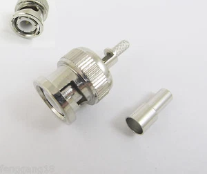 10x BNC Male Plug Window Straight Crimp for RG174 RG316 RG179 RF Cable Connector - Picture 1 of 1