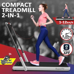 Folding Treadmill 2 In 1 Electric Walking Running Machine Home Office Gym - Picture 1 of 11