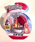 Nib Pokemon Clip 'N' Go Charmander & Poke Ball Action Figure Toy 2" Winking