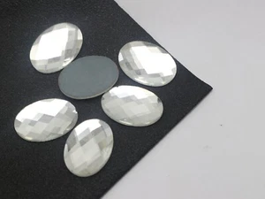 20 klare facettierte ovale Flatback Glas Kristall Strass Edelsteine 18 x 25 mm Fliese Handarbeit - Bild 1 von 7