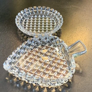 2 x Diamond Cut Crystal Occassional Trinket Dishes -Mid 20thC Vintage - EUC - Picture 1 of 6