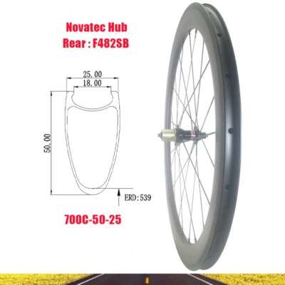 700C 公路自行车后碳轮组 50 毫米 * 25 毫米 24 孔钳玄武岩 V 制动器  — 第 1/4 张图片
