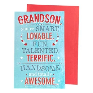 Valentine's Day Greeting Card for Young Grandson - GRANDSON, you're SMART, LOVA - Picture 1 of 2