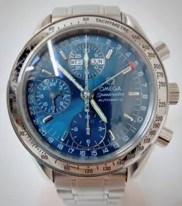 OMEGA Speedmaster Triple Calendar Chronograph 3523.80 Blue Dial SS Wristwatch - Picture 1 of 9