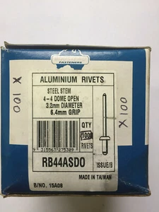 x100 Boustead Fasteners Aluminium Rivets 4-4 Dome Open - Picture 1 of 3