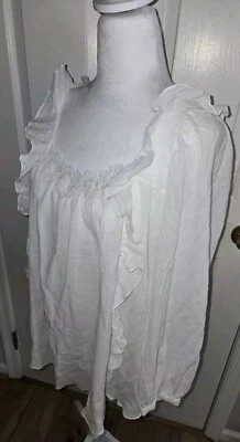NWT Victoria's Secret Floral Lace Trim Ruffle Boho Cotton Tunic Top White Sz. XS - Image 1 of 4
