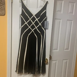 Vtg NWT Papell Boutique Evening Silk Ribbon Fit & Flare Midi Dress Size 10 Dance - Picture 1 of 10