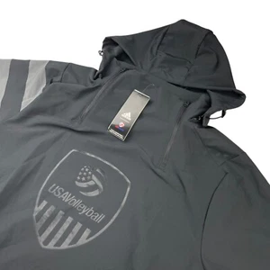 NEW Adidas x USA Volleyball Men’s Pullover Hooded Jacket Black • Large - Picture 1 of 10