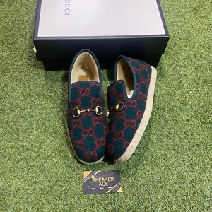Green Covered Wool Gucci Loafers: 10 - Picture 1 of 5