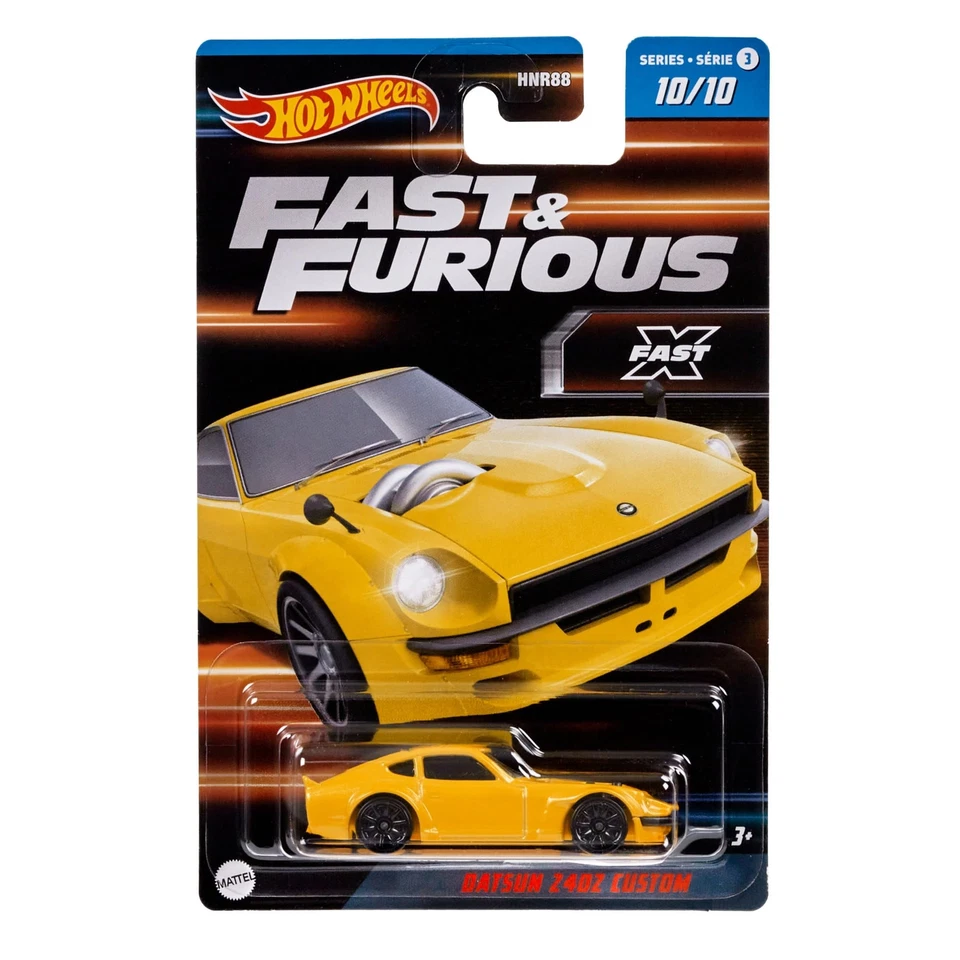 Datsun 240Z Custom Yellow Hot Wheels Fast X 2023 HNT20 1:64 Scale Toy Car - Image 1 of 1