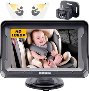 Telecamera auto bambino per sedile posteriore: HD 1080P facile configurazione telecamera seggiolino auto fronte posteriore - Foto 1 di 8