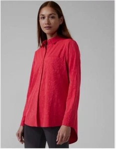 Athleta Urbanite Textured Top, Matador Red Blouse Shirt Top Commute Medium M - Picture 1 of 6