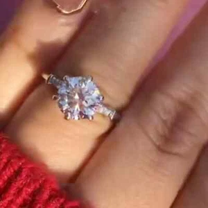 4,66 TCW Rundschliff Moissanit 6 Krallen Verlobungsring 14K Weißgold vergoldet - Bild 1 von 10