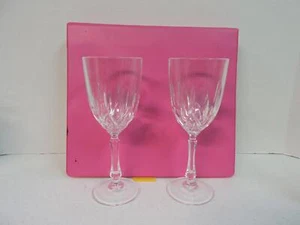 Set of Two Pressed/cut Glass Wine Glasses No Markings - Picture 1 of 6