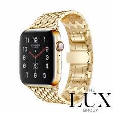 18k Gold Plated Stainless Steel Link Bead Butterfly Band for Apple Watch 44mm 