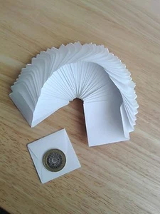 120 White Paper 2"x2" Coin Flap Envelopes Wallets Medal Stamp Collection Storage - Picture 1 of 8