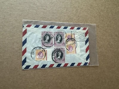 Singapur 1953 cubierta a EE. UU. + franqueo mixto KGVI + QEII = tarifa 105C + ONU Paz CXL Foto 1 de 2