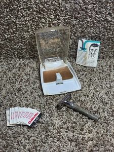 Vintage GILLETTE H1 Slim Adjustable Razor 1964 Case, Blades, Insert, Nice - Picture 1 of 24