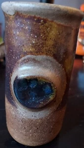 VTG Studio Art Vase Downey State Bank Pottery Signed Stamped Drip Ash Glaze - Picture 1 of 12