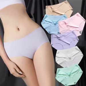 5 Pcs Women Soft Ice Silk Seamless Panties Sexy Briefs Breathable Knickers - Picture 1 of 21