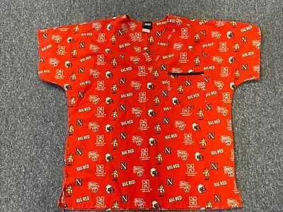 Scrub Dudz Red University Of Nebraska Scrub Top Medium Free Shipping EUC Big Red - Image 1 of 4