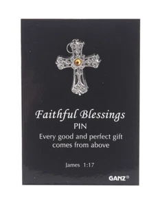 Pin de Solapa Cruz de Piedra de Nacimiento Bendiciones Justas NOVIEMBRE y Versículo de la Biblia NUEVO - Imagen 1 de 1