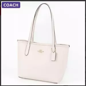 COACH CT859 Tote Bag Leather City Small IMCHK Chalk White Outlet New - Picture 1 of 12