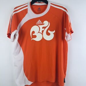 Adidas Mens Orange White Soccer Graphic Tribal Climalite Jersey S Shirt EUC